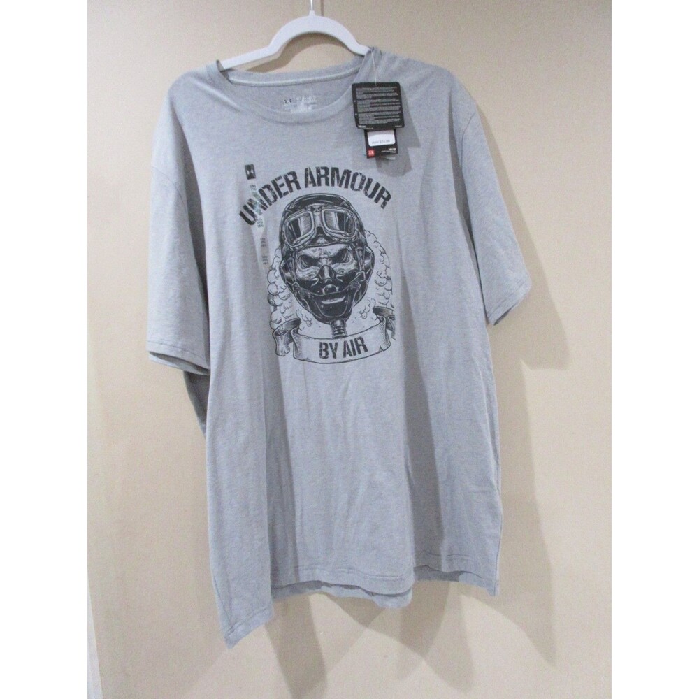 NWT Under Armour BY AIR Graphic Tee Men 2XL Gray Heat Gear Short Sleeve